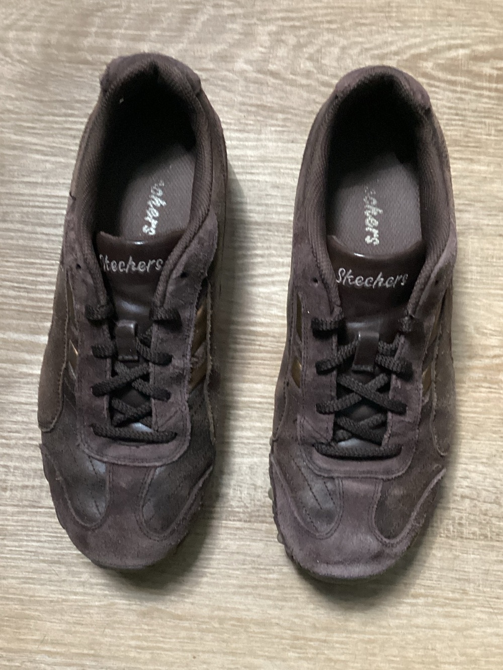 Skechers Men’s Dark Brown Suede Lace-Up Sneakers US 8.5 EUR 38.5 #46881